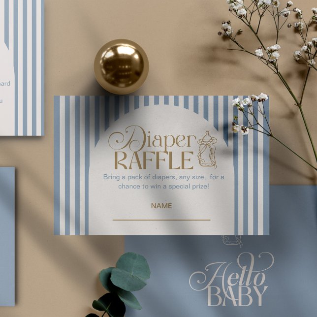 Blue Stripes Arch Vintage Boy diaper Raffle Enclosure Card (Creator Uploaded)