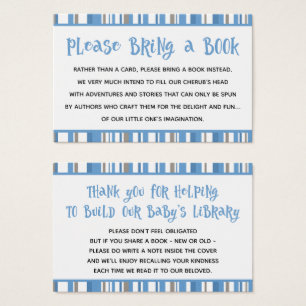 Blue Stripes Baby Boy Shower Book Request Card
