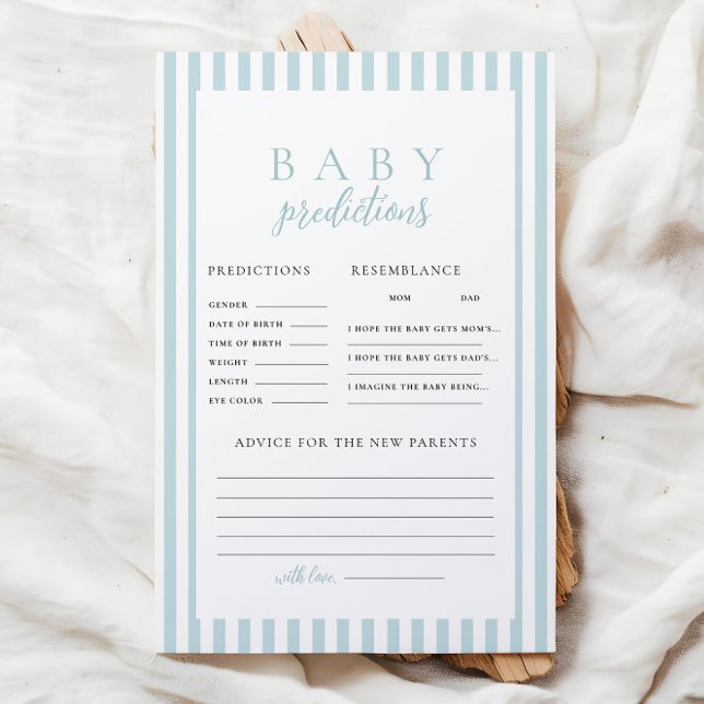 Blue Stripes Baby Shower Prediction Advice Game (Creator Uploaded)