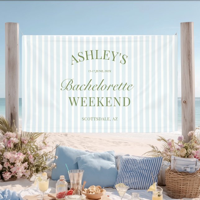 Blue Stripes Bachelorette Party Banner (Creator Uploaded)