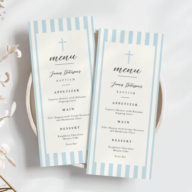 Blue Stripes Baptism Flat Menu (Creator Uploaded)