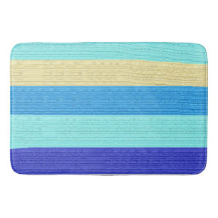 Blue Stripes Brushstrokes  Bath Mat