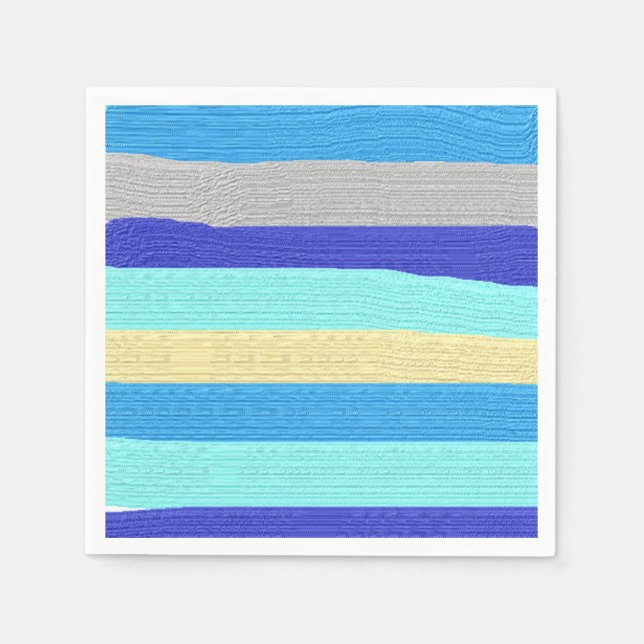 Blue Stripes Brushstrokes  Napkin (Front)