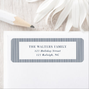 Blue Stripes Christmas Pattern Return Address