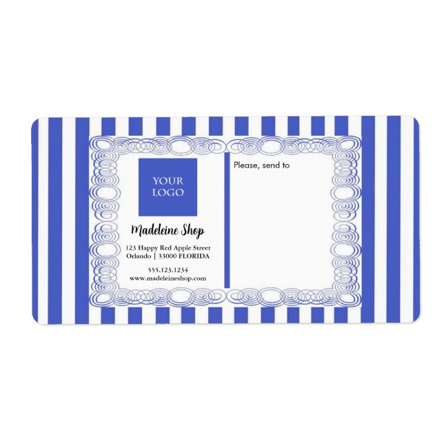 Blue Stripes & Curly Frame & Logo (Front)
