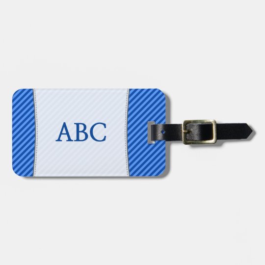 Blue Stripes + Custom 3 Letter Initials Luggage Tag