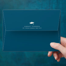 Blue Stripes Custom Graduation Return Address