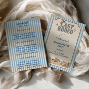 Blue Stripes Desert Cowgirl Last Rodeo Bachelorett Invitation