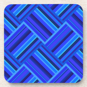 Blue stripes diagonal weave pattern coaster