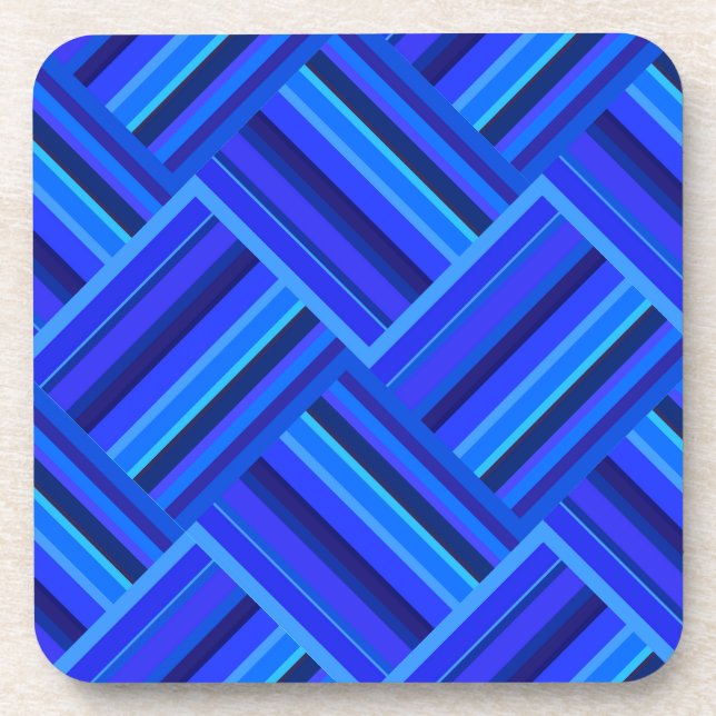 Blue stripes diagonal weave pattern coaster (Front)