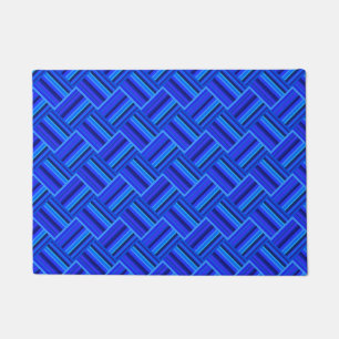 Blue stripes diagonal weave pattern doormat