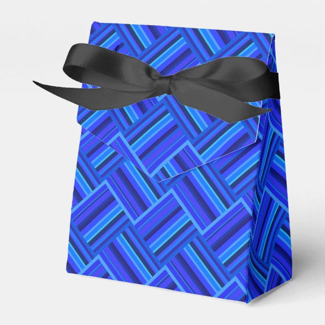 Blue stripes diagonal weave pattern favor box (Front Side)