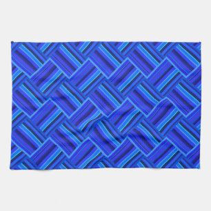 Blue stripes diagonal weave pattern kitchen towel