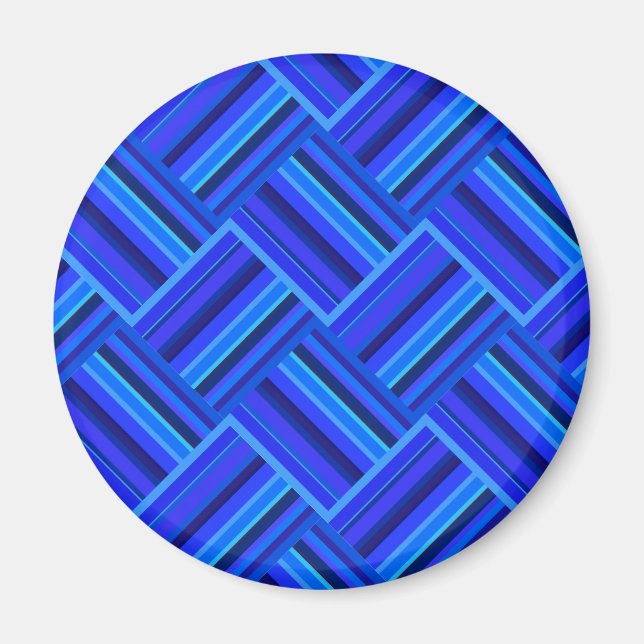 Blue stripes diagonal weave pattern magnet (Front)