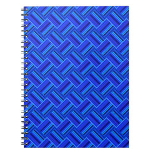 Blue stripes diagonal weave pattern notebook