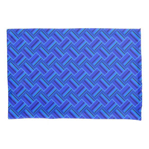 Blue stripes diagonal weave pattern pillowcase