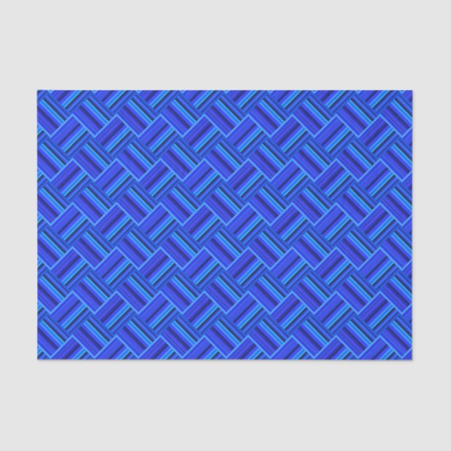 Blue stripes diagonal weave pattern tissue paper (Front)