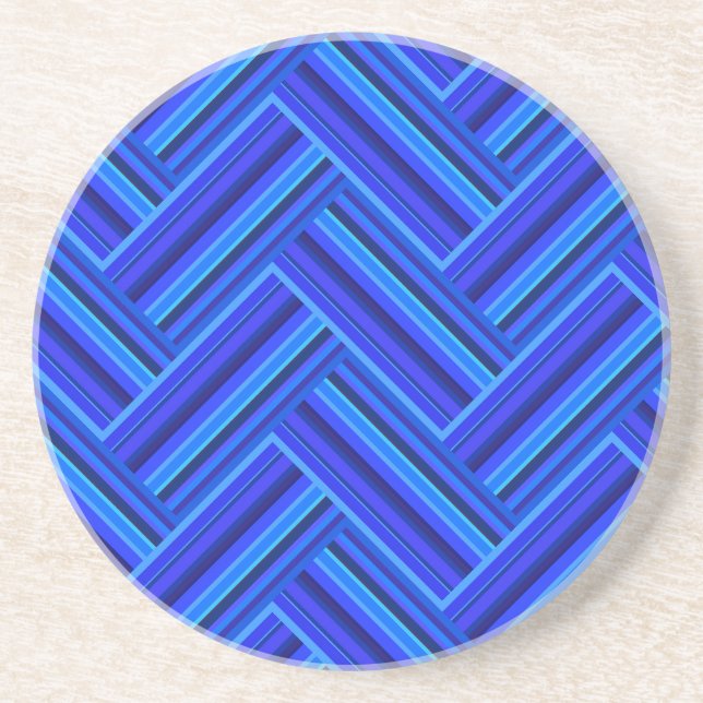 Blue stripes double weave pattern coaster (Front)