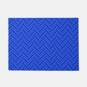 Blue stripes double weave pattern doormat