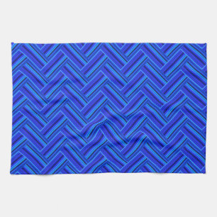 Blue stripes double weave pattern kitchen towel
