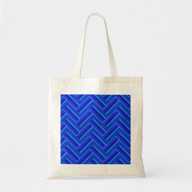 Blue stripes double weave pattern tote bag (Front)