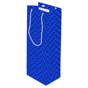 Blue stripes double weave pattern wine gift bag