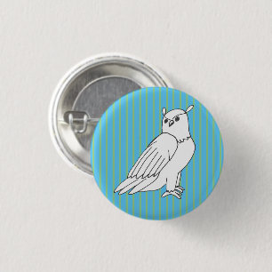 Blue Stripes Eagle Owl 1 Inch Round Button