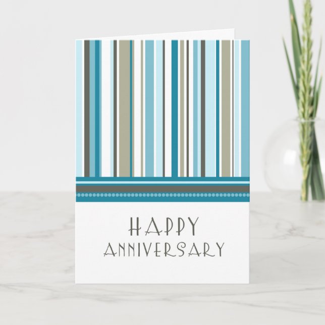 Blue Stripes Employee Anniversary Card (Front)