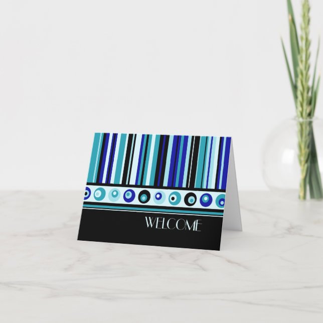 Blue Stripes Employee Welcome to the Team Card (Front)