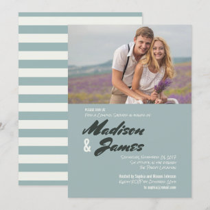 Blue Stripes   Floral   Couples Shower Invitations