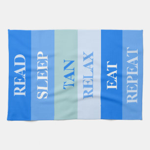 Blue Stripes Funny Words Kitchen Towel