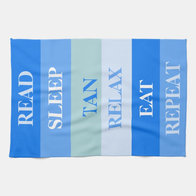 Blue Stripes Funny Words Kitchen Towel (Horizontal)
