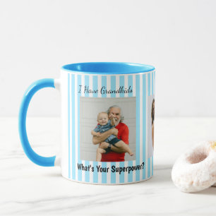 Blue Stripes Grand Parents Funny Personalized Mug
