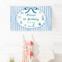 Blue Stripes Hand Drawn The Summer Birthday