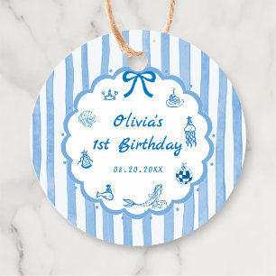 Blue Stripes Hand Drawn The Summer Favor Tags