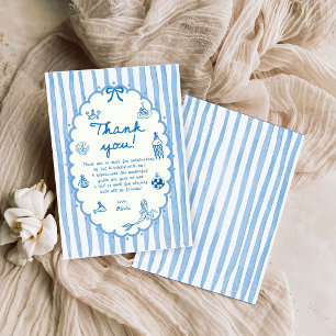 Blue Stripes Hand Drawn The Summer Thank You Card