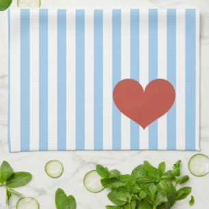Blue Stripes & Heart Kitchen Towel