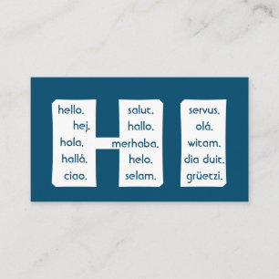 Blue stripes international languages hello business card