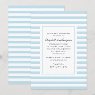 Blue stripes. Modern striped boy baby shower Invitation