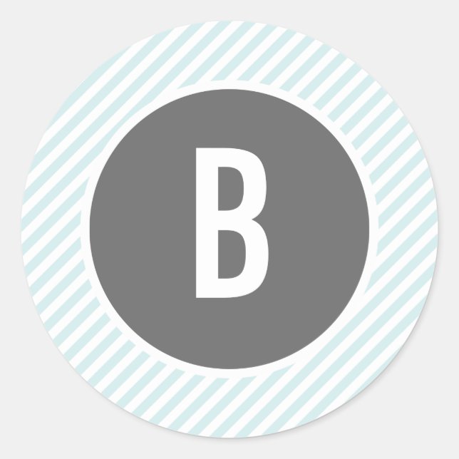 Blue Stripes Monogram Stickers (Front)