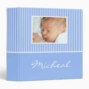 Blue Stripes New Baby Book Binder