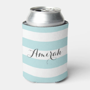 Blue Stripes Pattern   Personalized Can Coolers