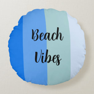 Blue Stripes Pattern Round Pillow