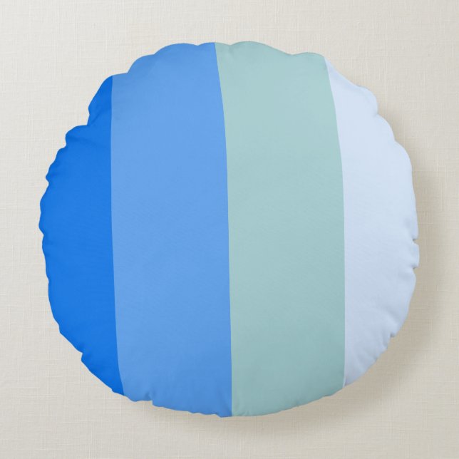 Blue Stripes Pattern Round Pillow (Front)
