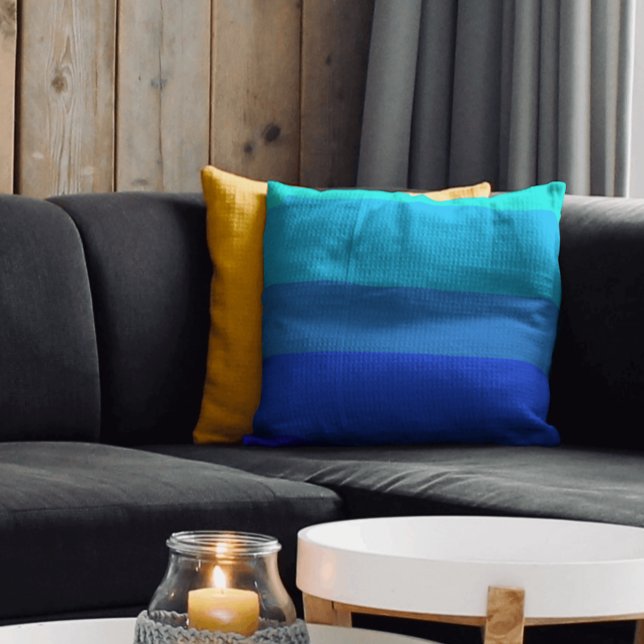 Blue stripes pattern stylish vivid solid colour throw pillow (Creator Uploaded)