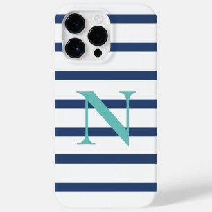 Blue Stripes Personalized Name Initial Case-Mate iPhone 14 Pro Max Case