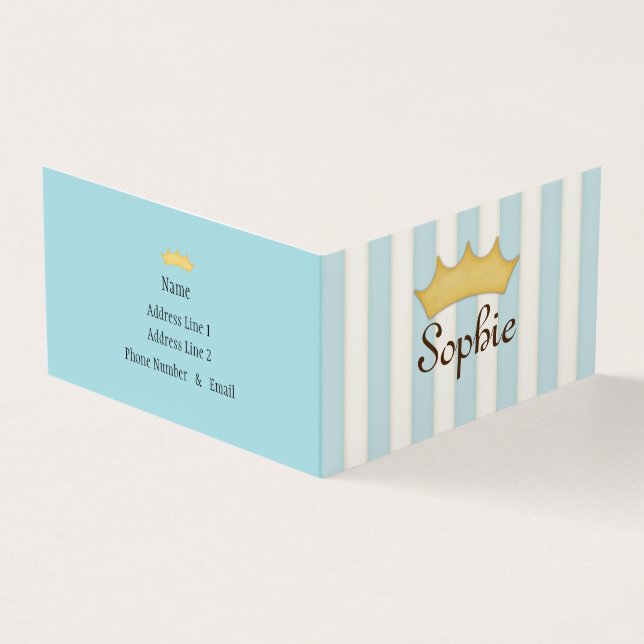 Blue Stripes Personalized Royal Play Date Invite (Outside)