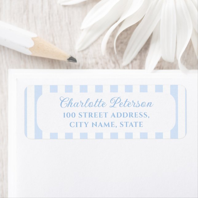 Blue Stripes Return Address Label (Insitu)