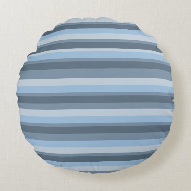 Blue stripes round pillow (Front)
