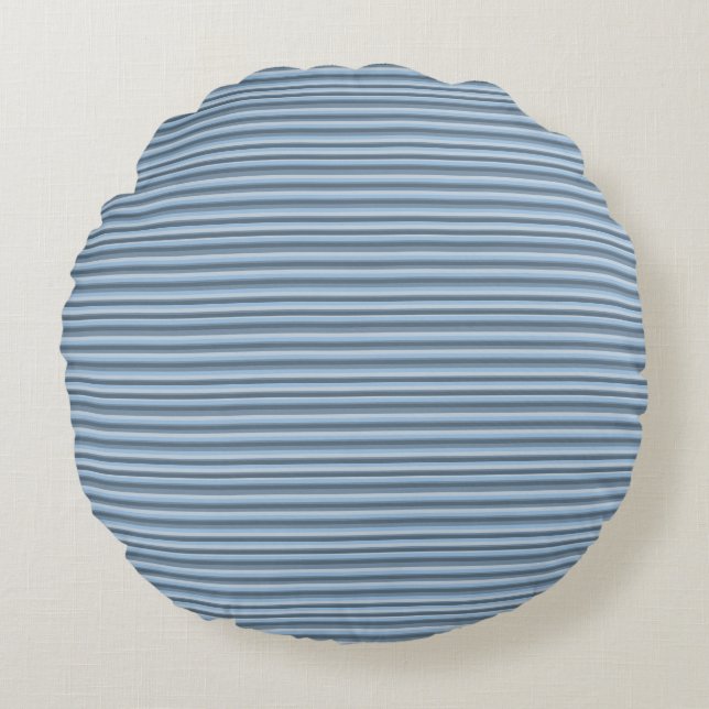 Blue stripes round pillow (Front)